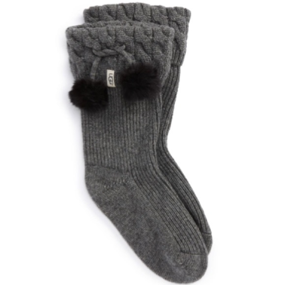 UGG Accessories - Ugg Pompom Short Rain Boot Socks NWT Charcoal